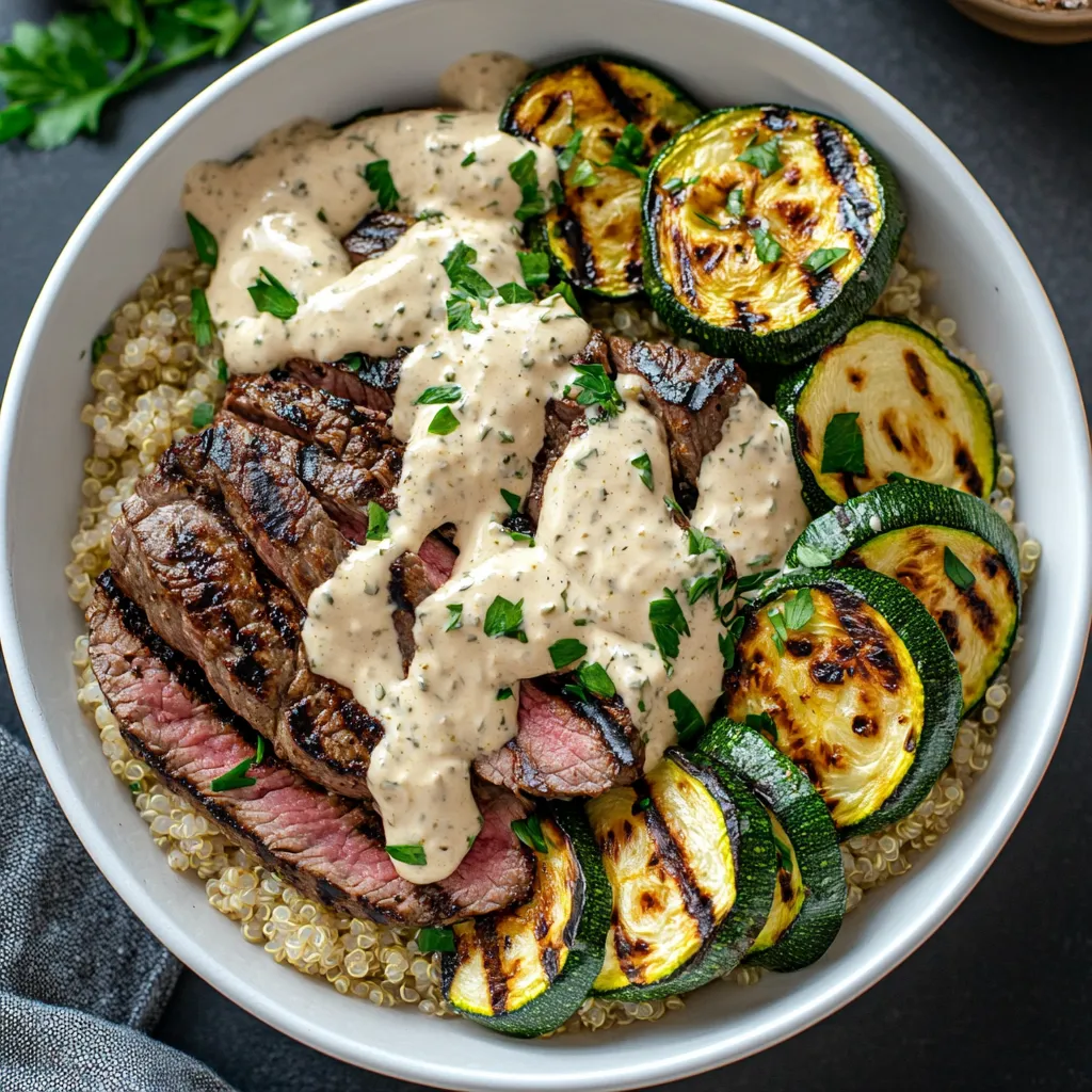 A bowl of food with meat and vegetables.