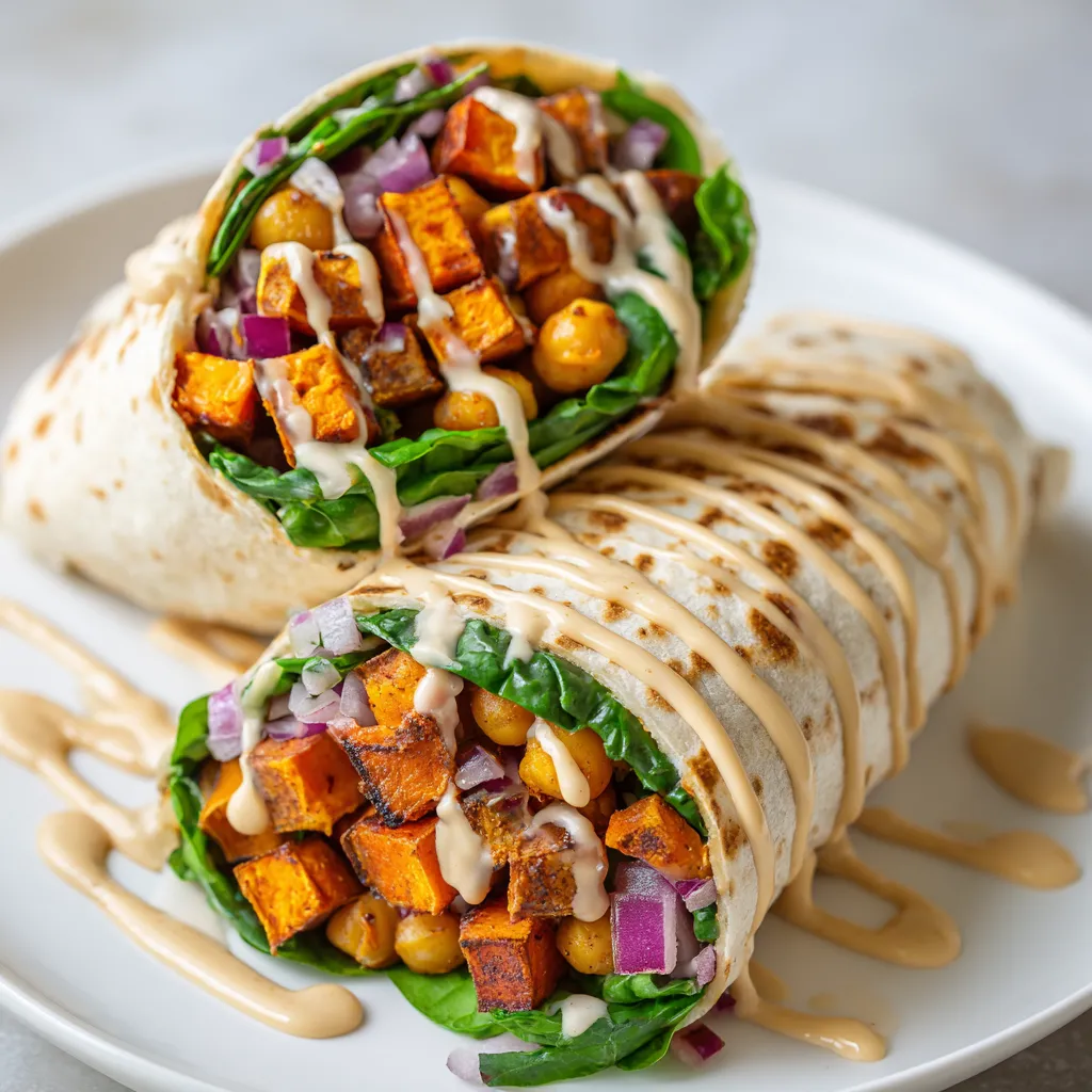 A plate with two wraps on it.