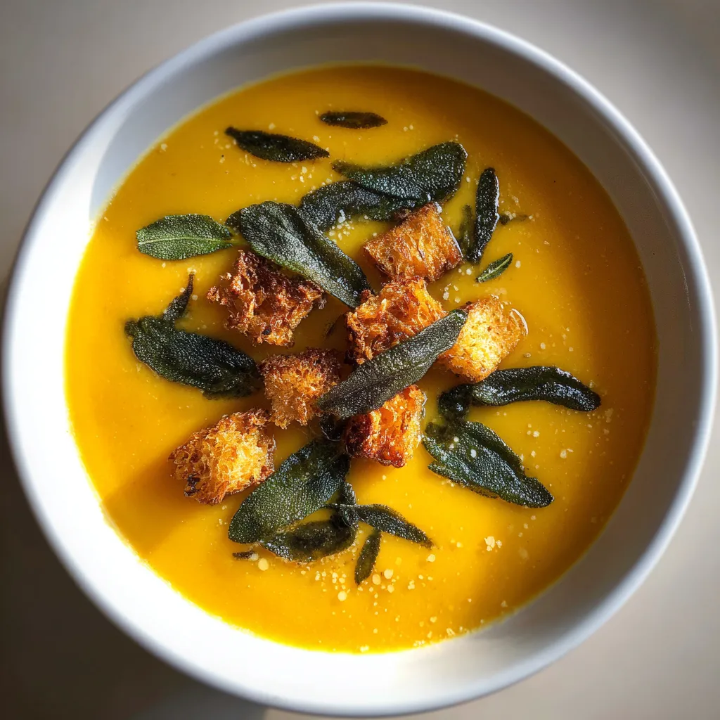 A bowl of soup with a green garnish.