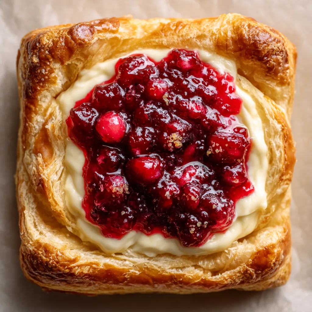 A pastry with jelly and berries on top.