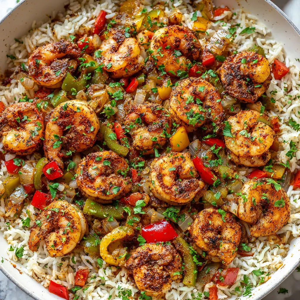 A bowl of shrimp and rice.