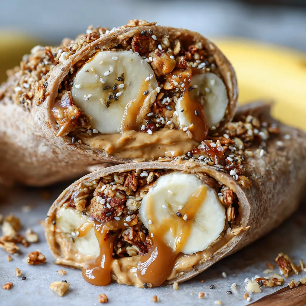 Two peanut butter and banana wraps.