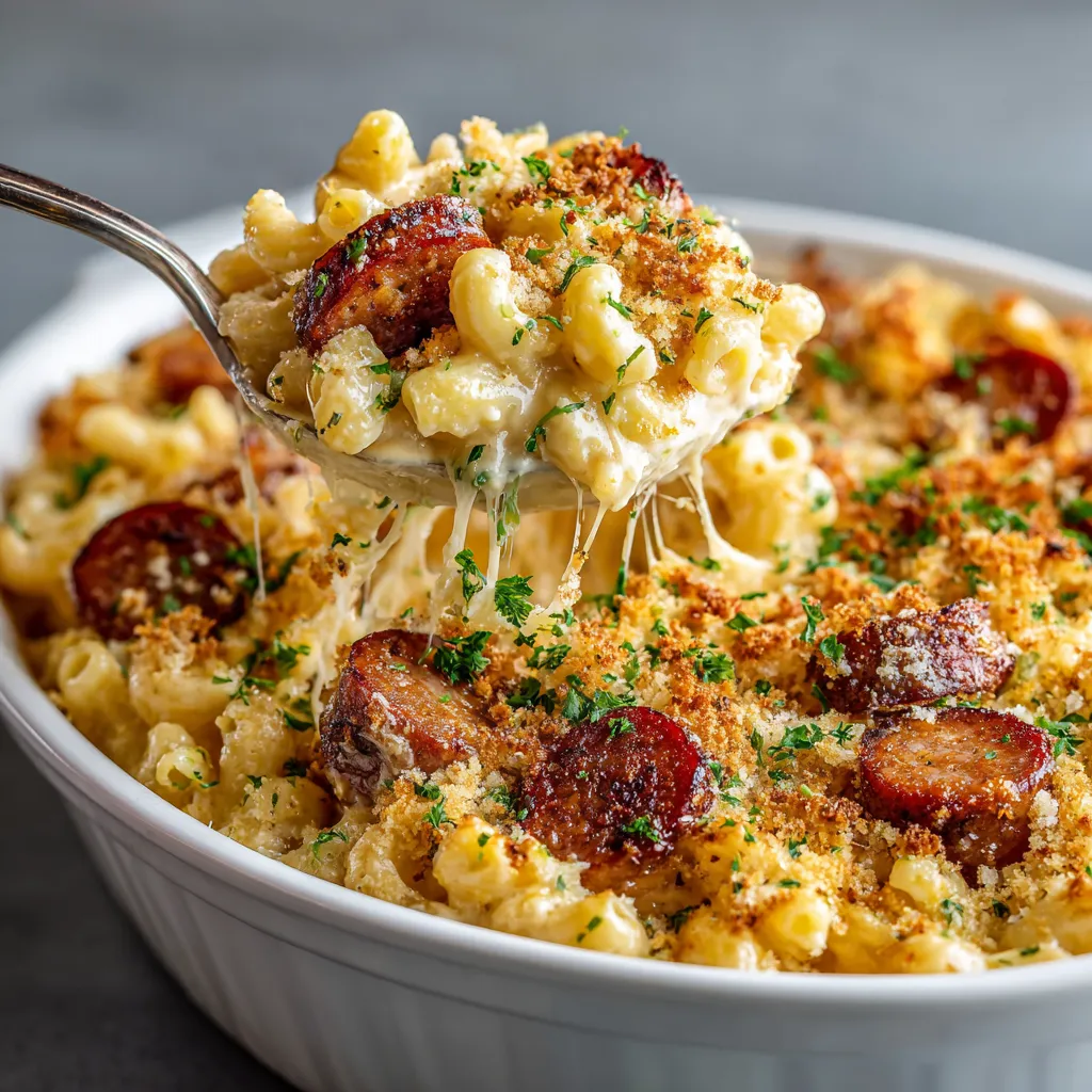 A bowl of macaroni and cheese with a spoon in it.