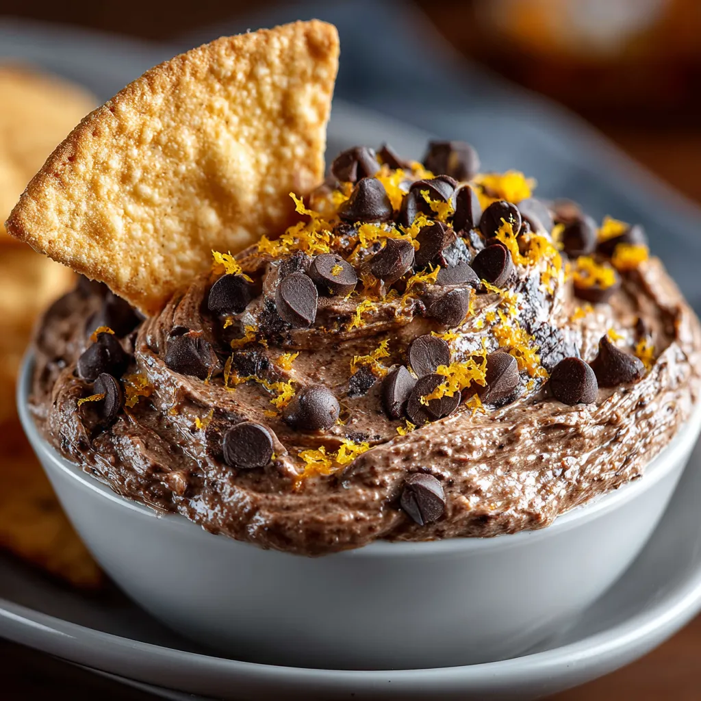 A bowl of chocolate and ricotta dip with cinnamon sugar chips.
