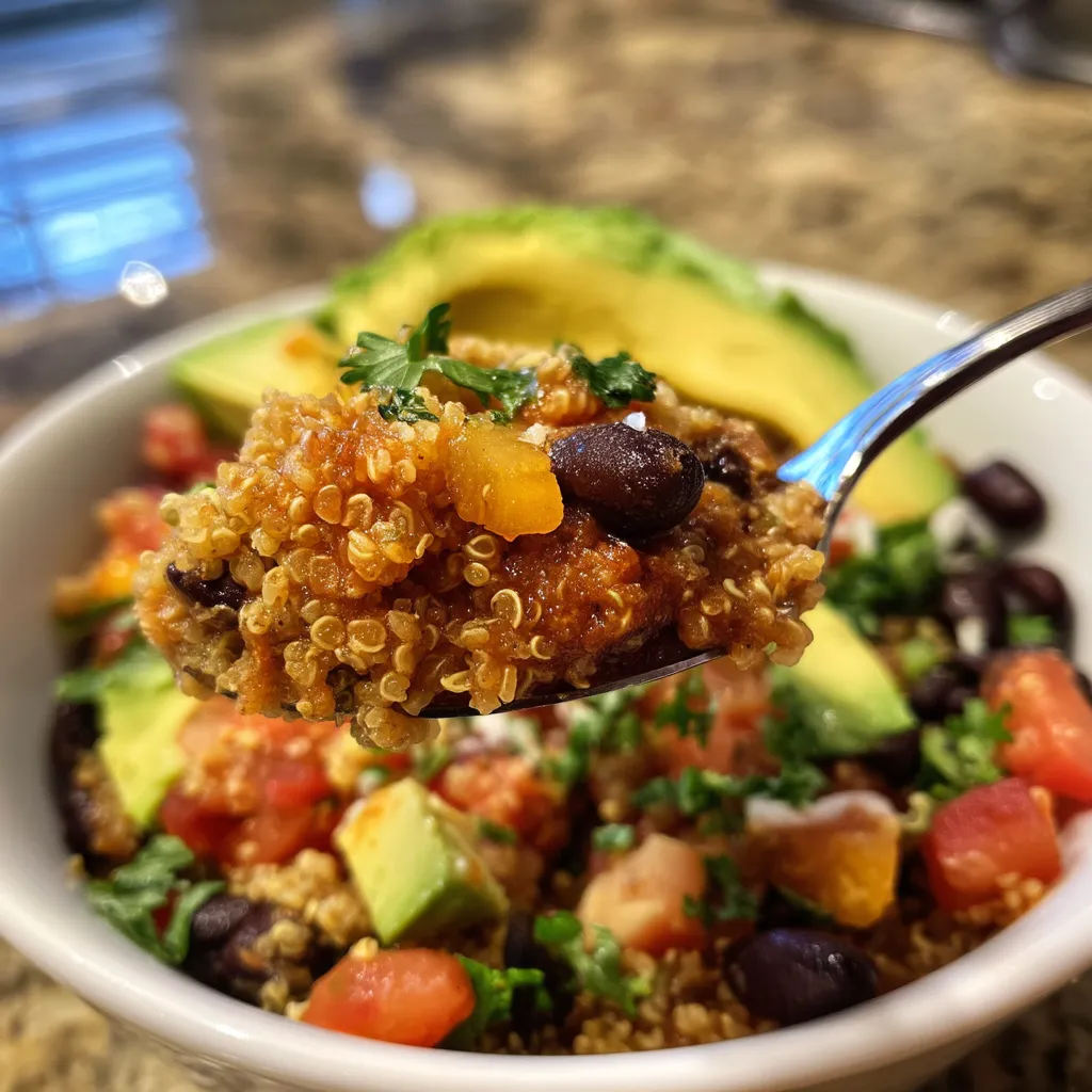 A spoon is in a bowl of food.
