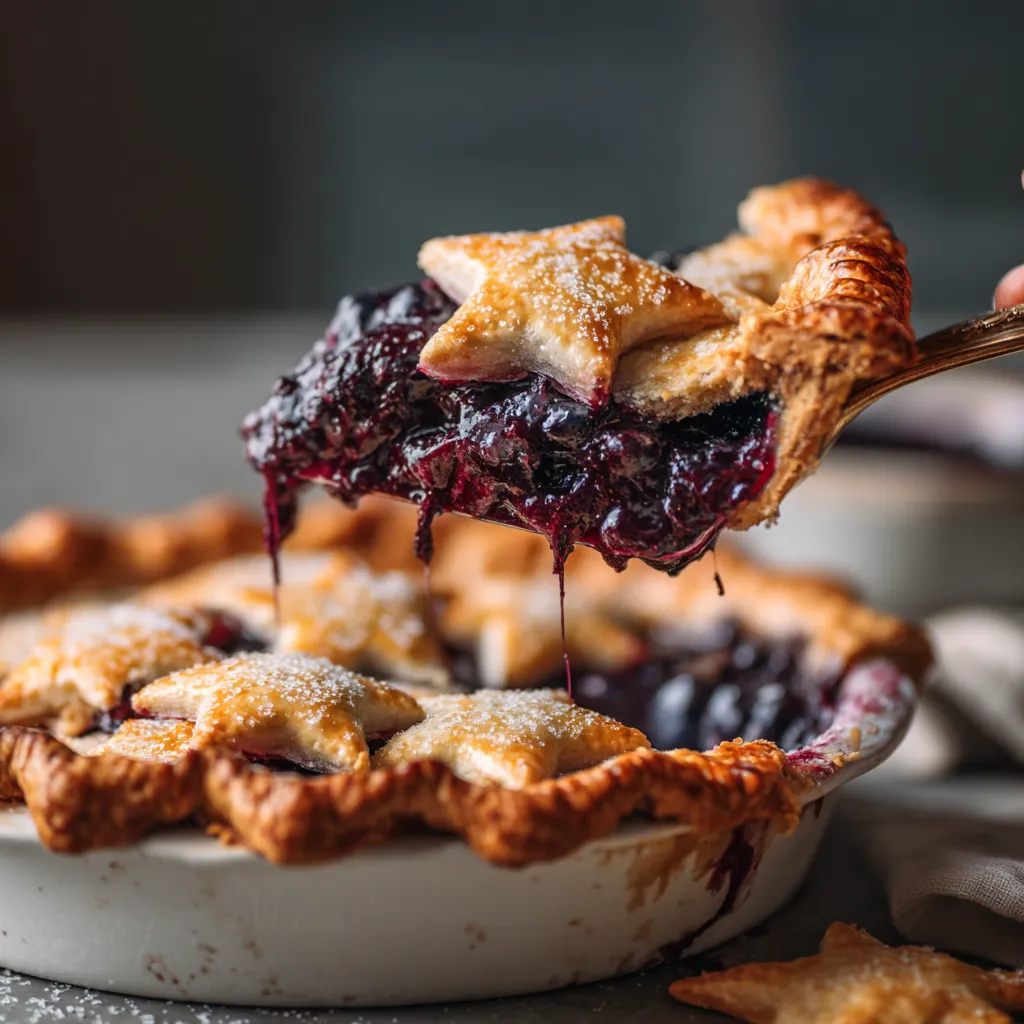 A person is eating a pie.
