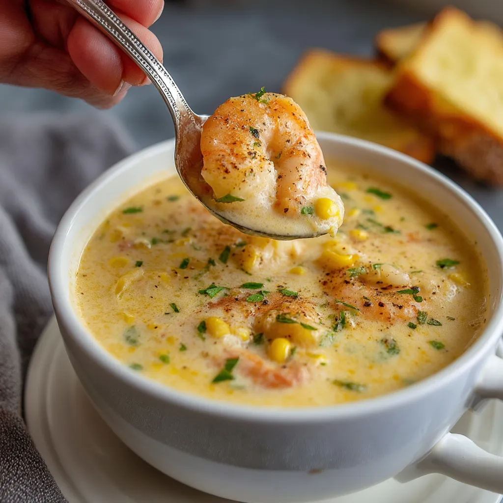 A spoon is being used to scoop shrimp from a bowl.