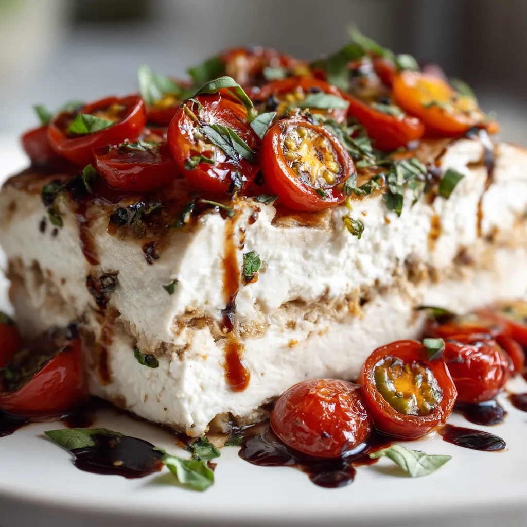 A plate of food with tomatoes and cheese.