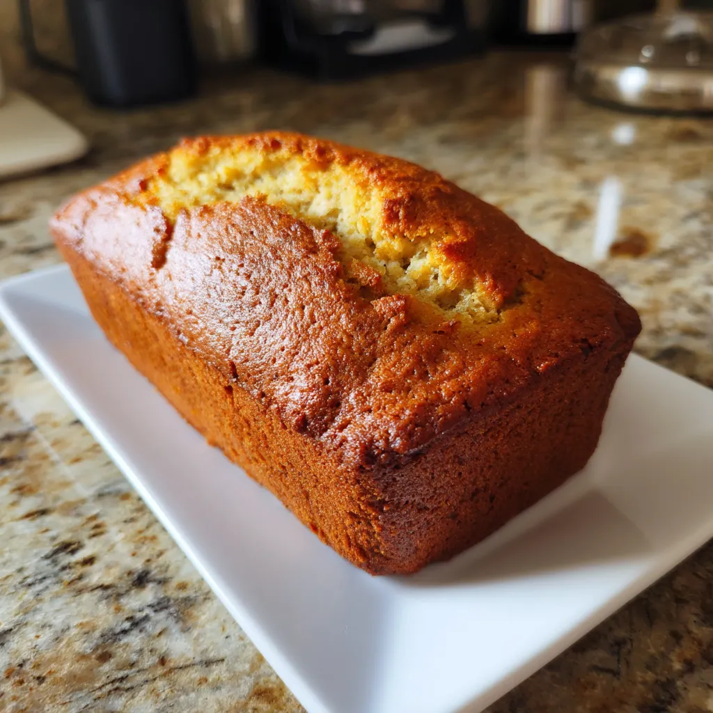 A loaf of bread on a white plate.