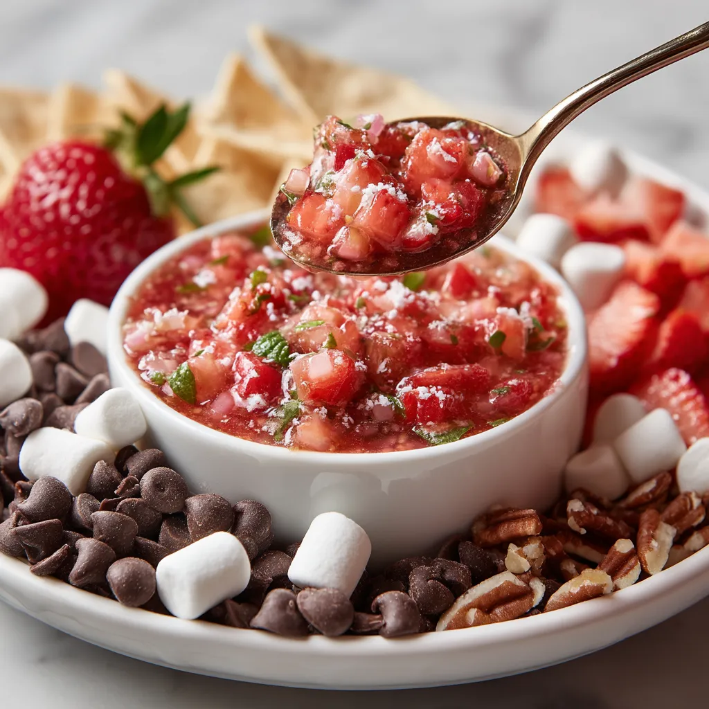 A spoon is scooping up a bowl of food.