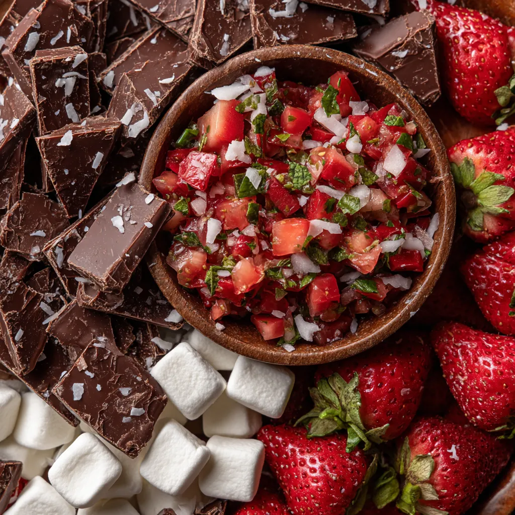 A bowl of strawberries and a bowl of chocolate.
