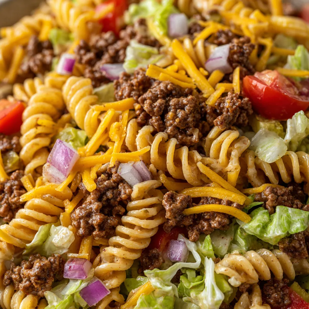 A bowl of pasta salad with cheese and tomatoes.