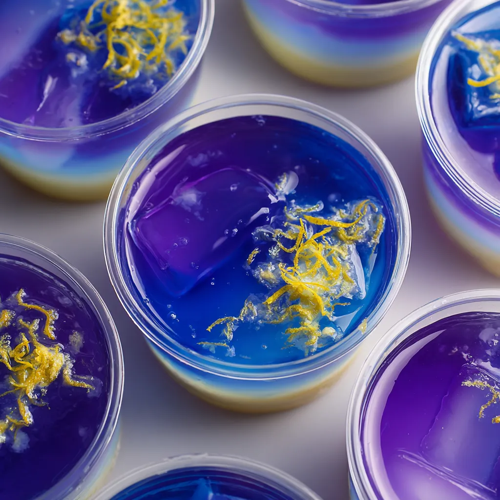 Purple and yellow food in a cup.