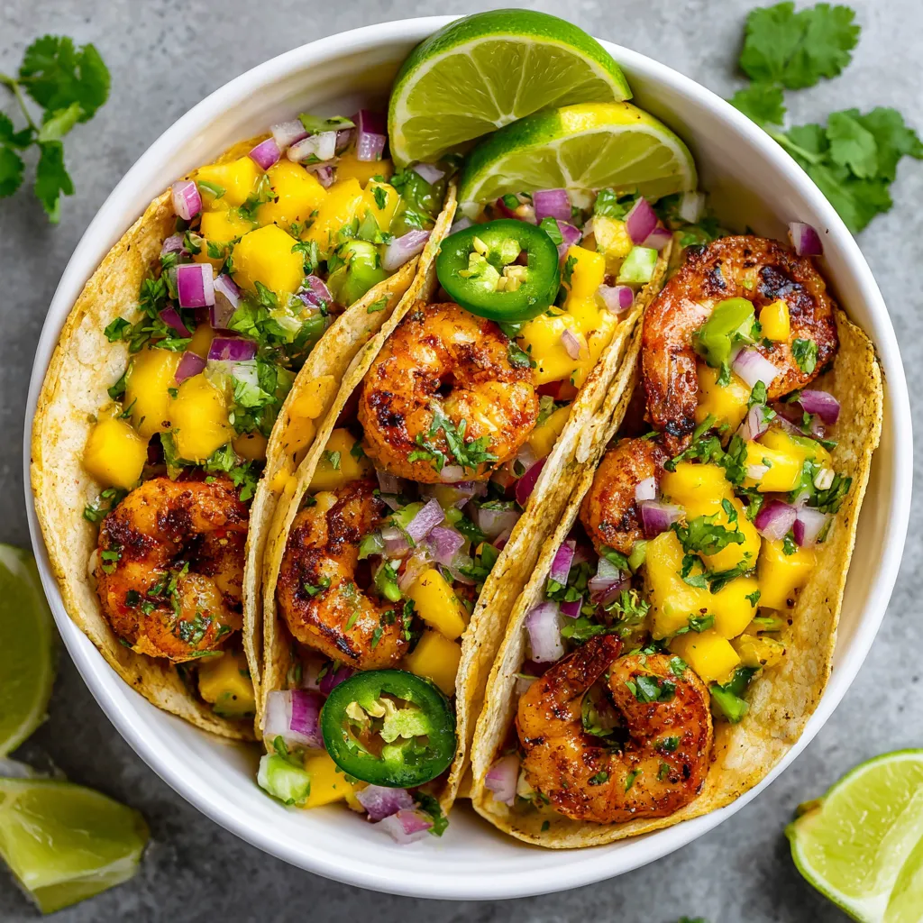 A bowl of shrimp and pineapple tacos.
