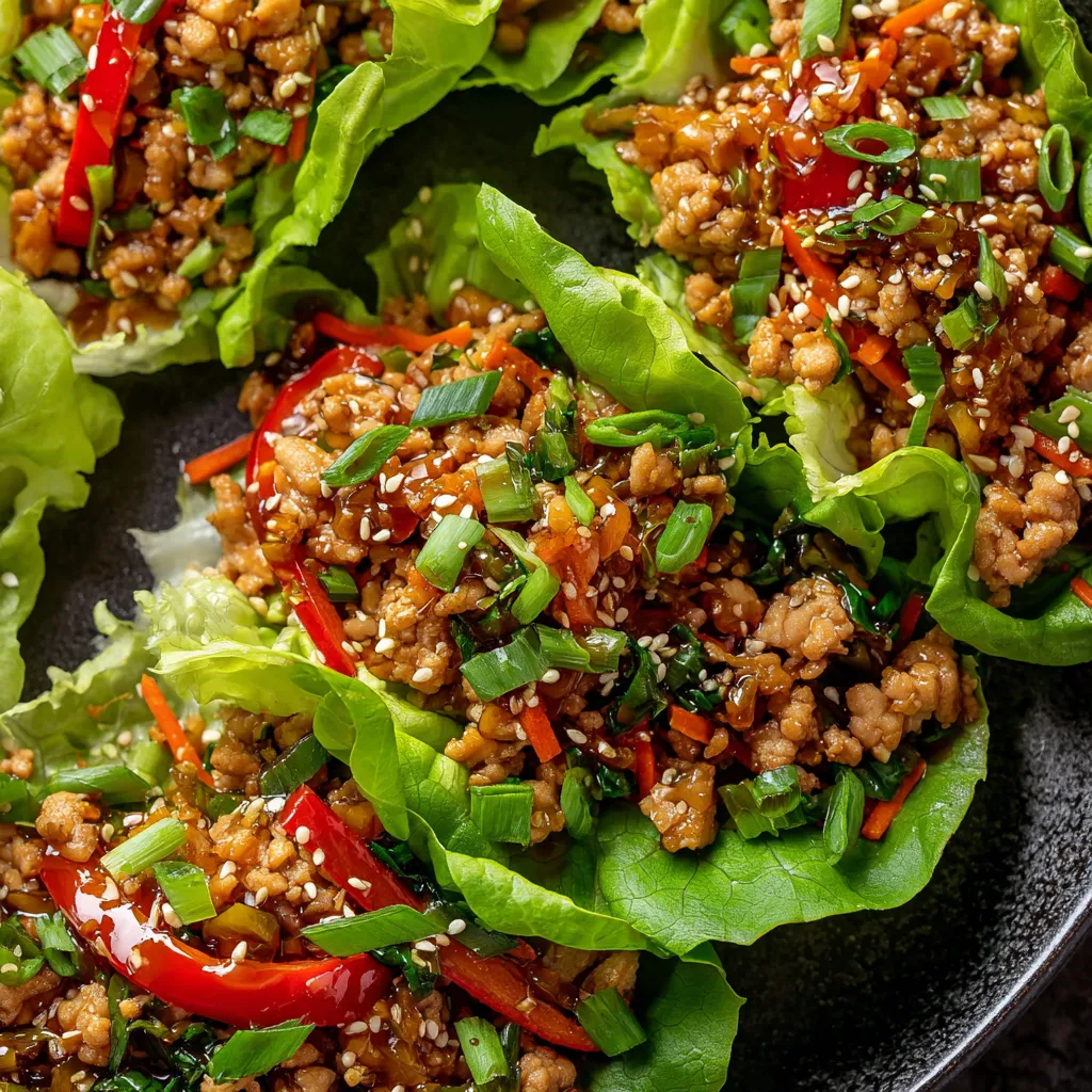 A plate of Asian chicken lettuce wraps.