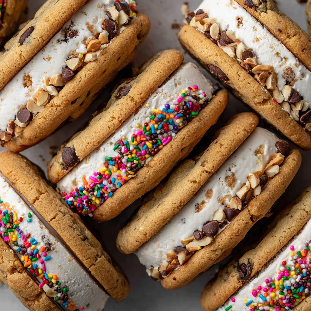 A stack of cookies with white and brown frosting.