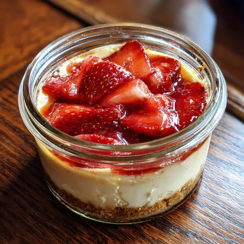 A glass of strawberry cheesecake.