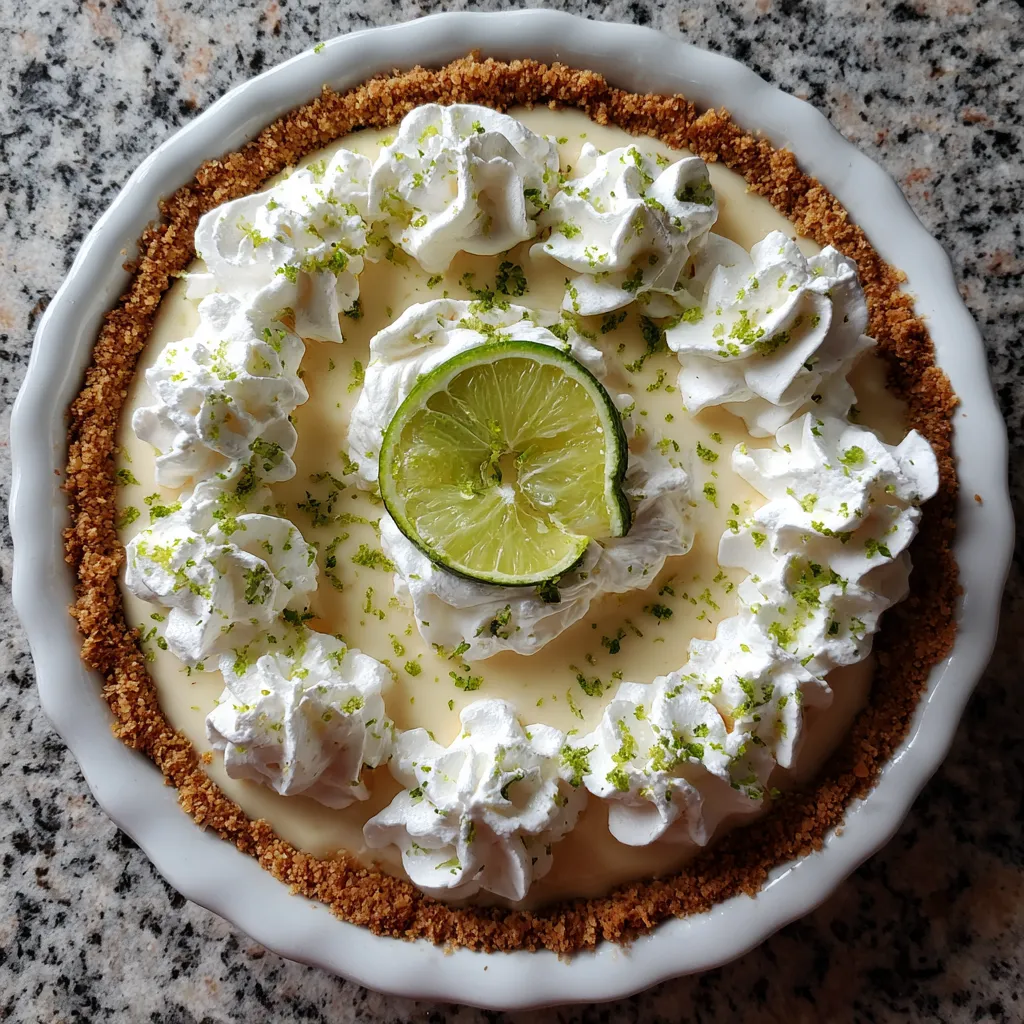 A slice of pie with whipped cream and lime.