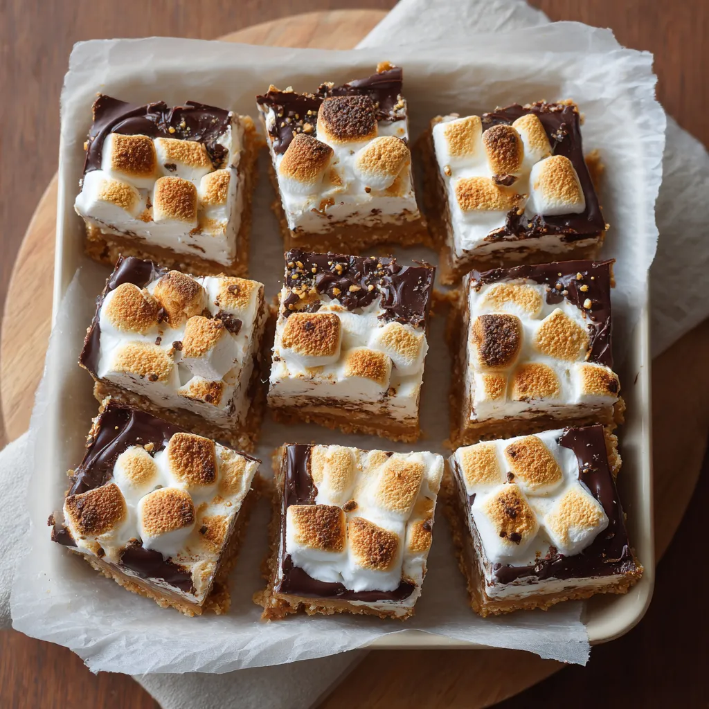 A plate of desserts with marshmallows and chocolate.