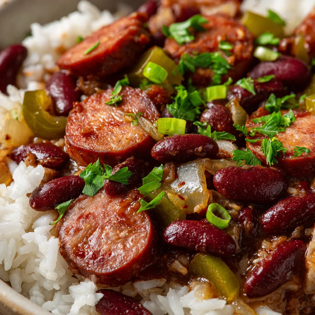 A bowl of Louisiana red beans and rice.