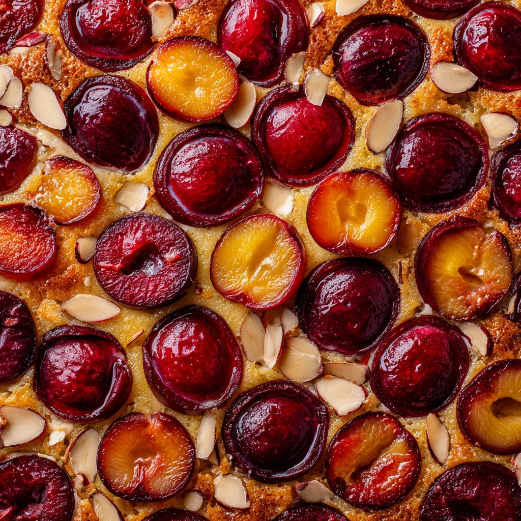 Une tarte aux mirabelles et amandes.