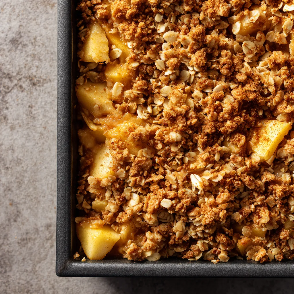 A square dish filled with a mixture of fruits and nuts.