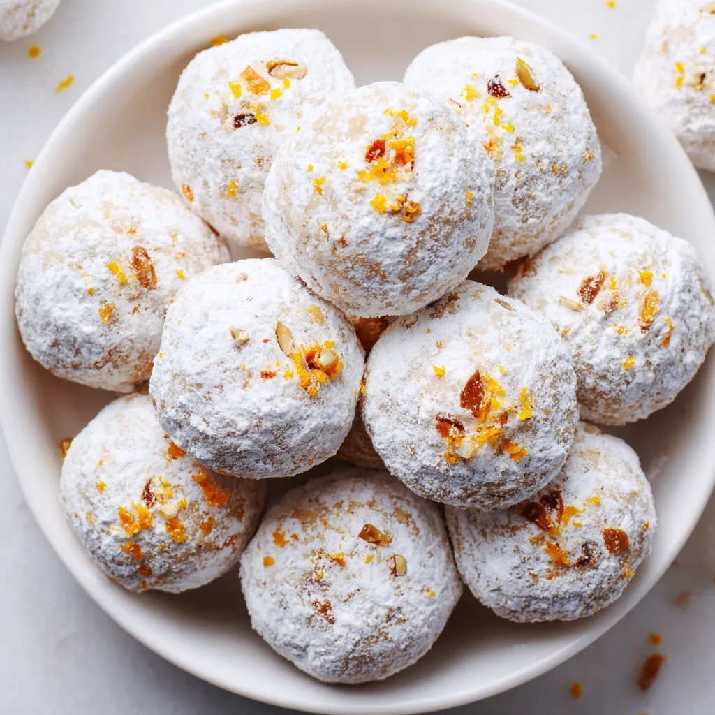 A bowl of white and orange cookies.