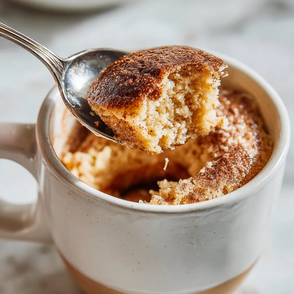A spoon is in a cup of cake.