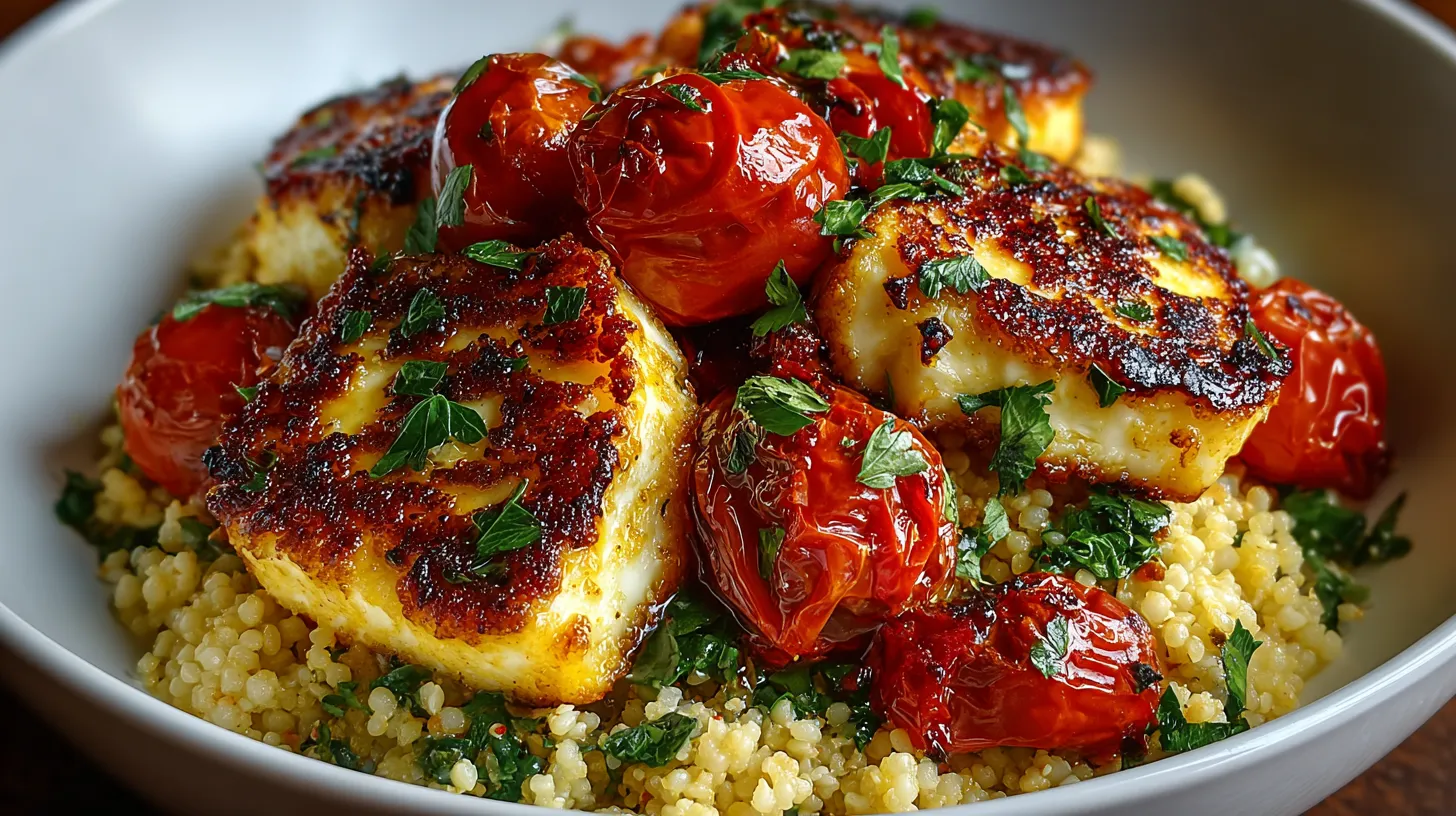 A plate of food with tomatoes and meat.