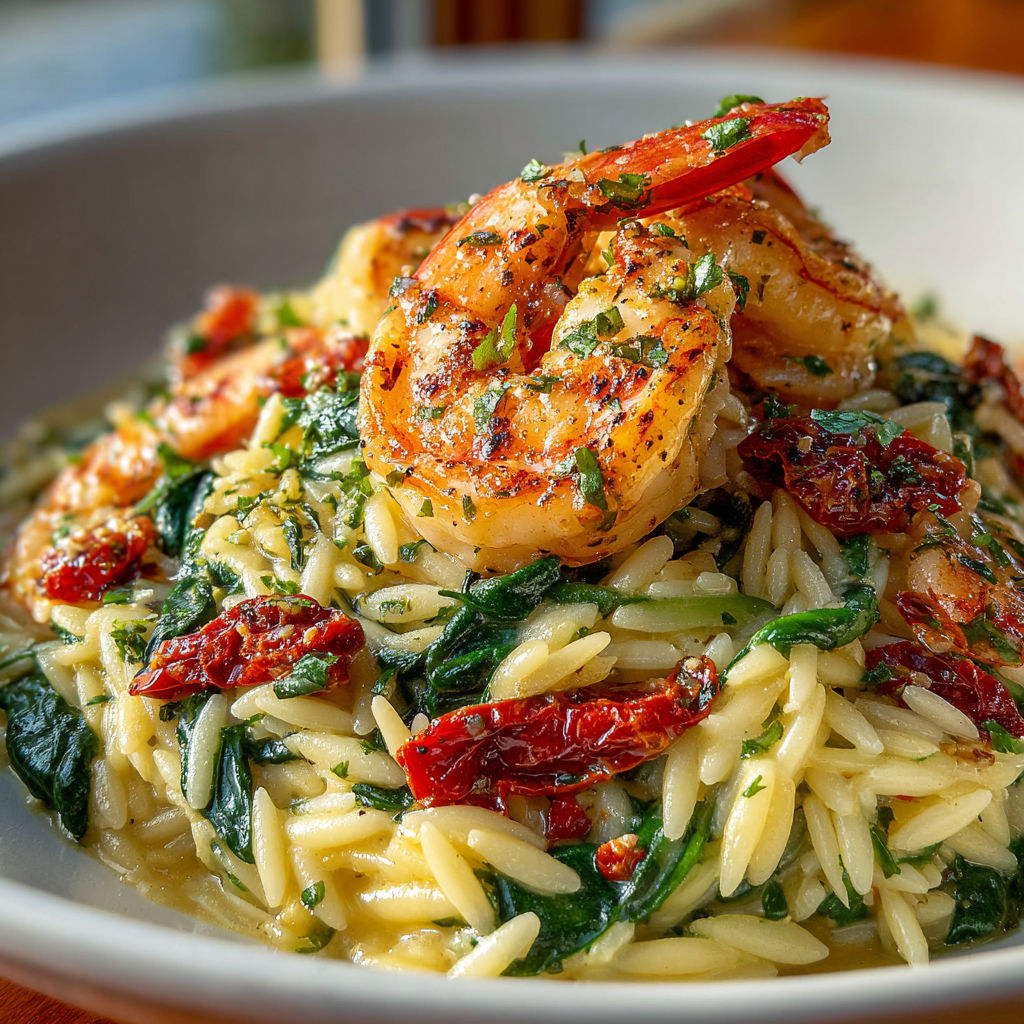 A bowl of shrimp and pasta.