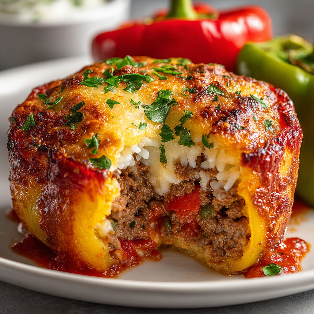 A plate of food with a stuffed pepper on it.