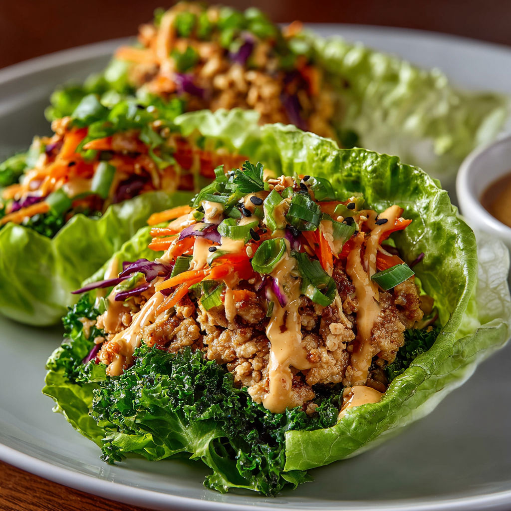 A plate of food with lettuce and meat.
