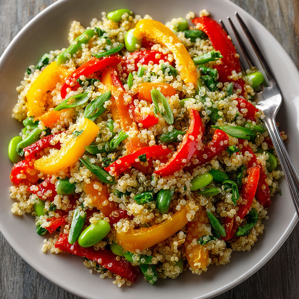 A bowl of Thai Peanut Quinoa Salad.