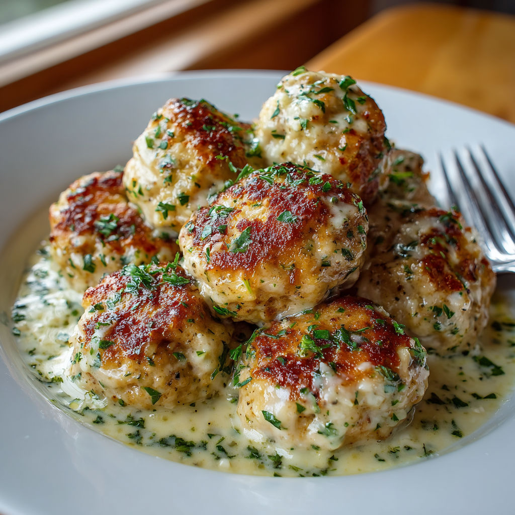 A plate of meatballs with sauce.