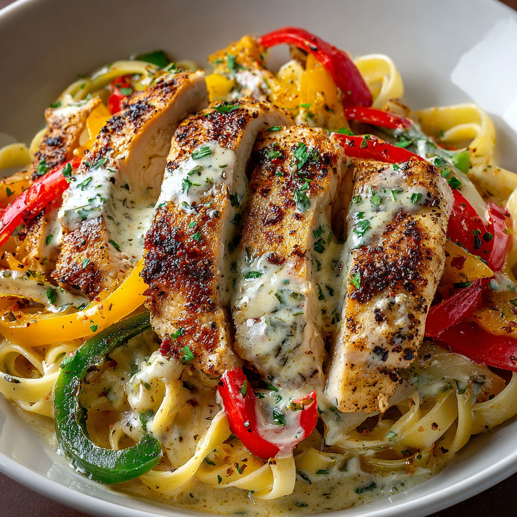 A plate of food with chicken and pasta.