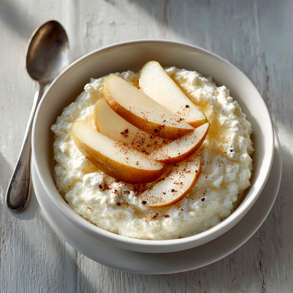 A bowl of sweet ricotta with fresh fruit.
