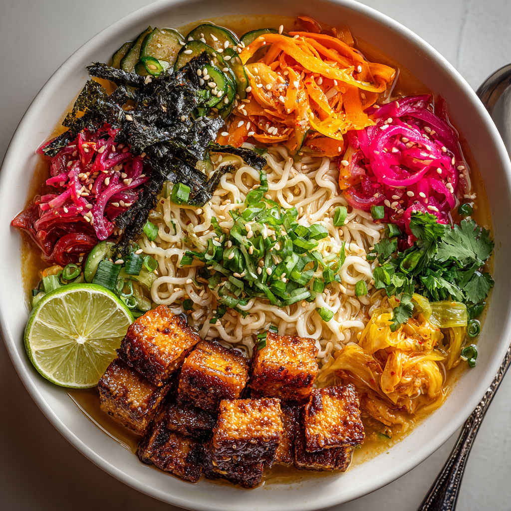 A bowl of noodles with vegetables and meat.