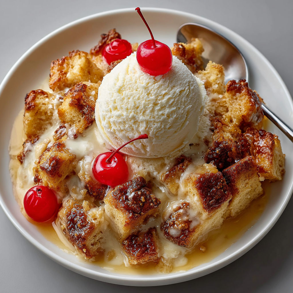 A plate of food with a cherry on top.