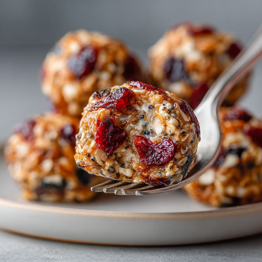 A plate of cherry-coded cranberry energy bites.