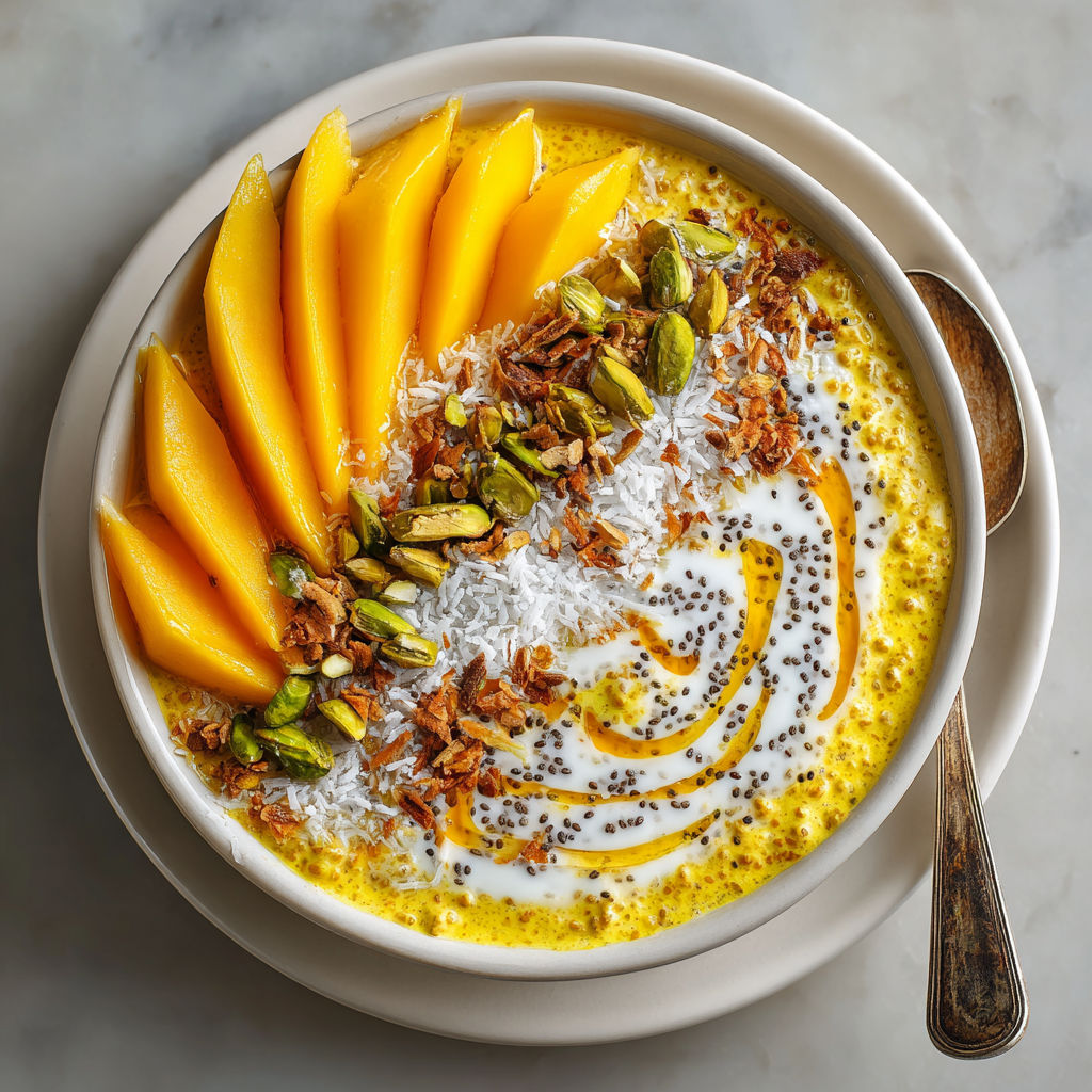 A bowl of food with a spoon in it.