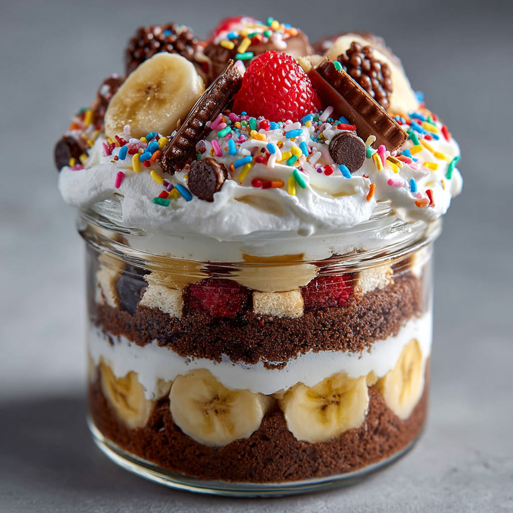A close up of a dessert in a jar.