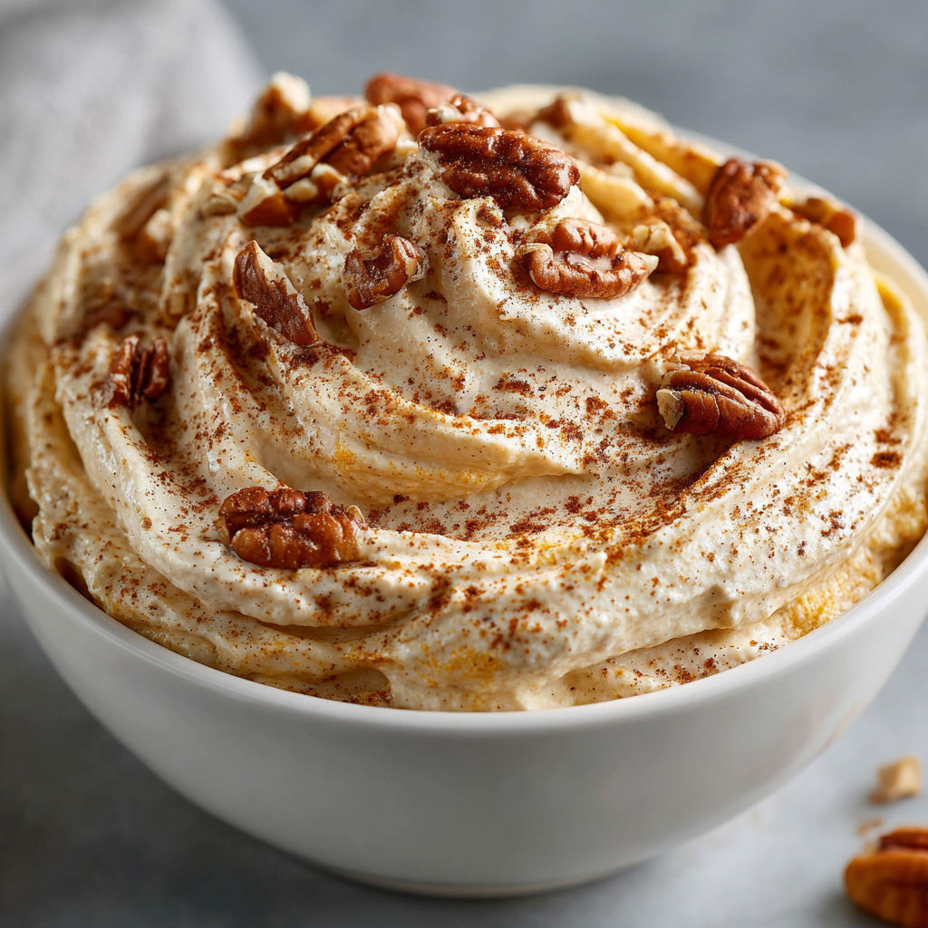 A bowl of whipped cream with nuts on top.
