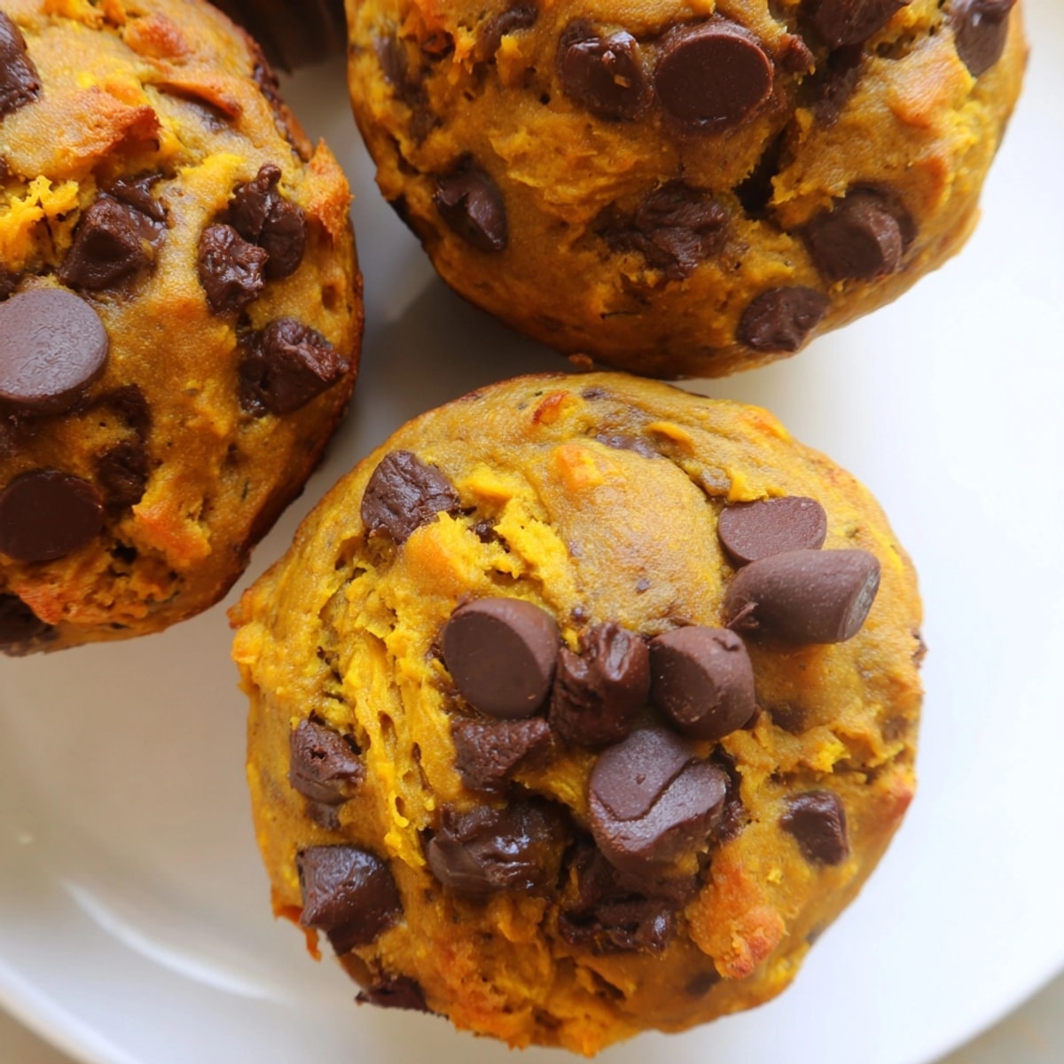 Homemade Sweet Potato Pumpkin Chocolate Chip Muffins—a comforting fall treat for breakfast.