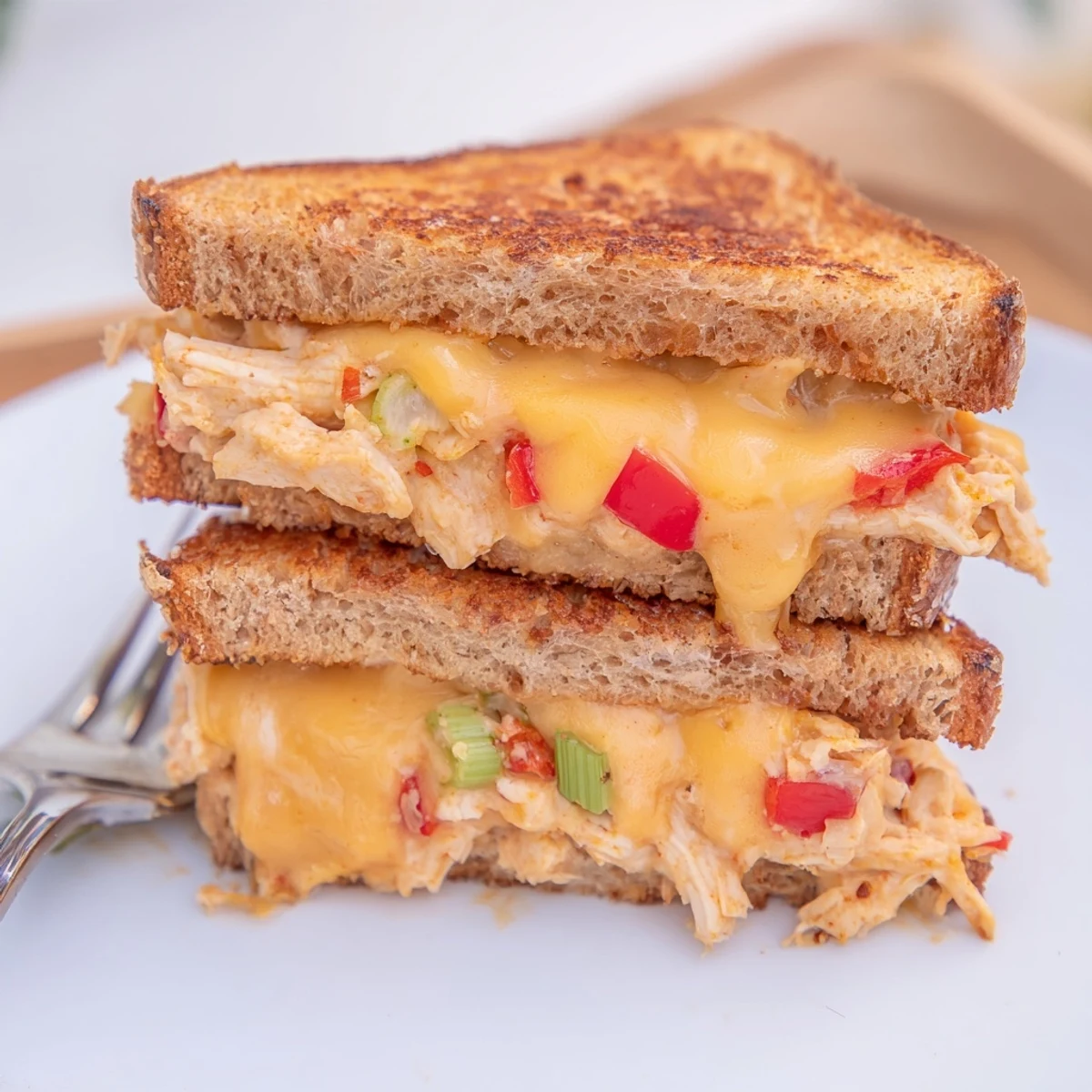 Cajun Turkey Cheddar Toasties with crispy edges and rich, melted cheese for lunch.