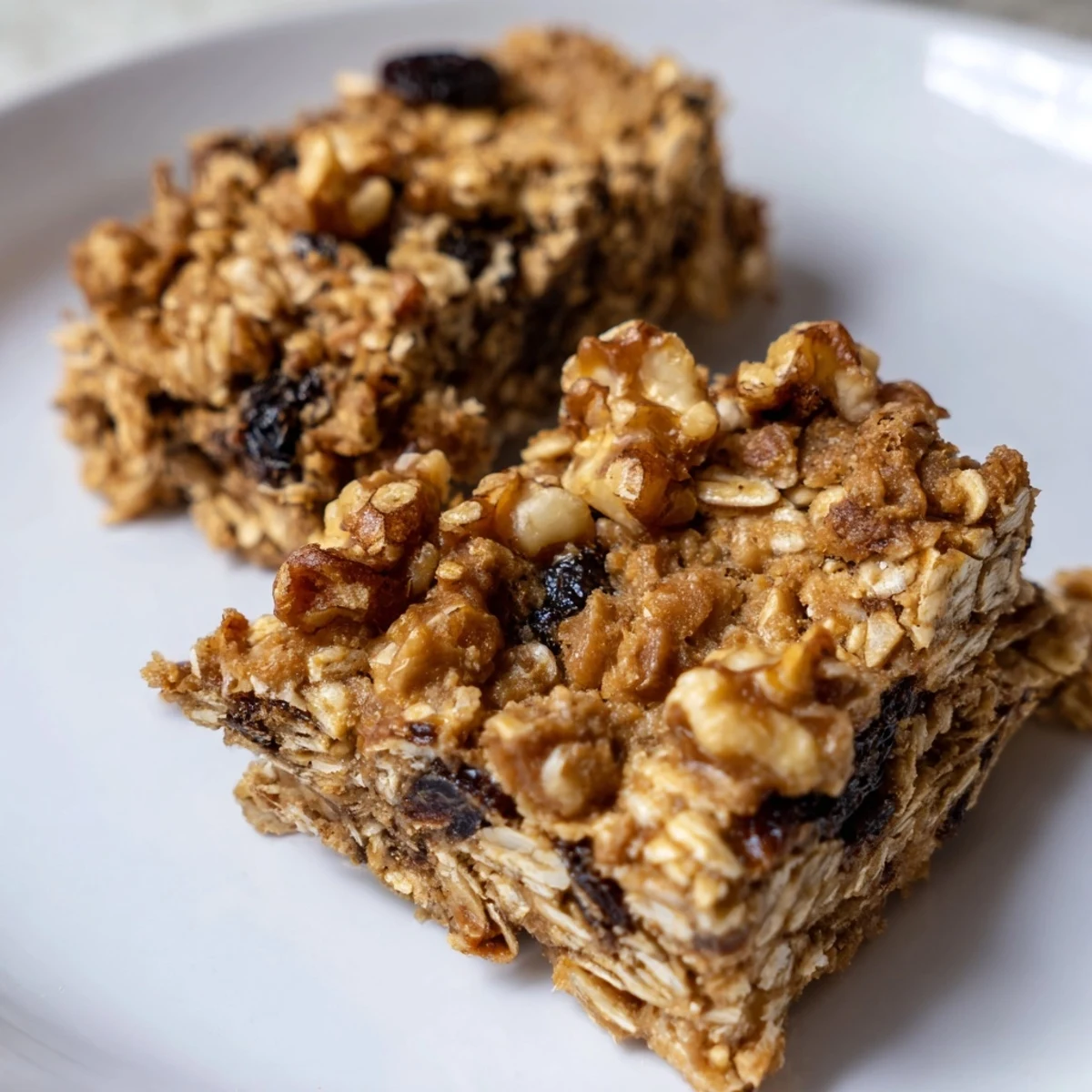 Chewy Peanut Butter Cinnamon Raisin Bars, ideal for breakfast or a midday snack.