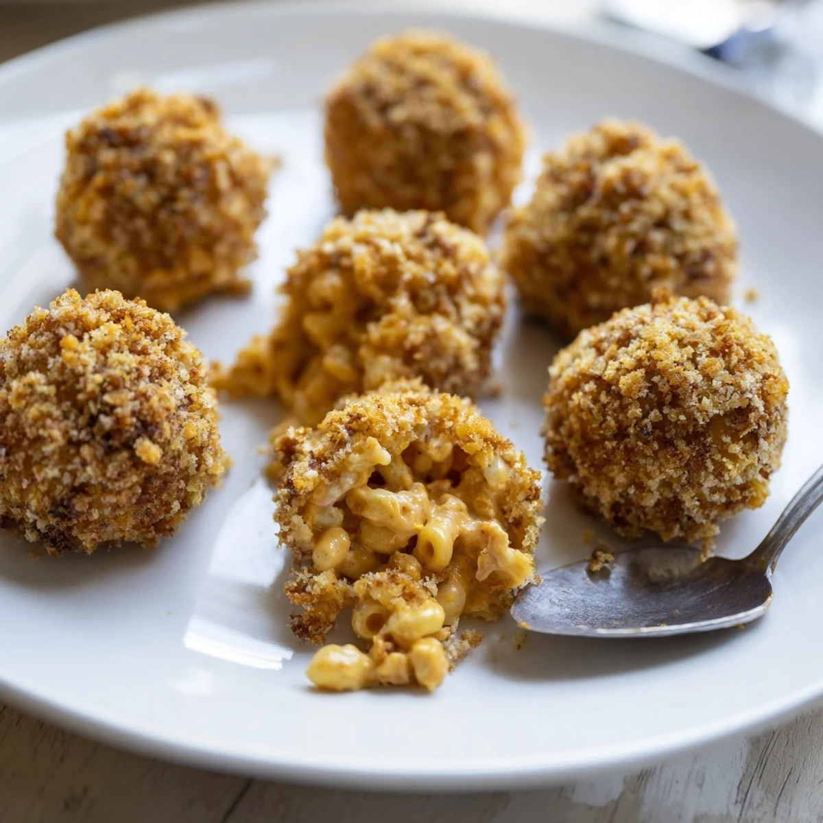 Crispy Mac and Cheese Buffalo Chicken Balls served with tangy ranch dipping sauce.  