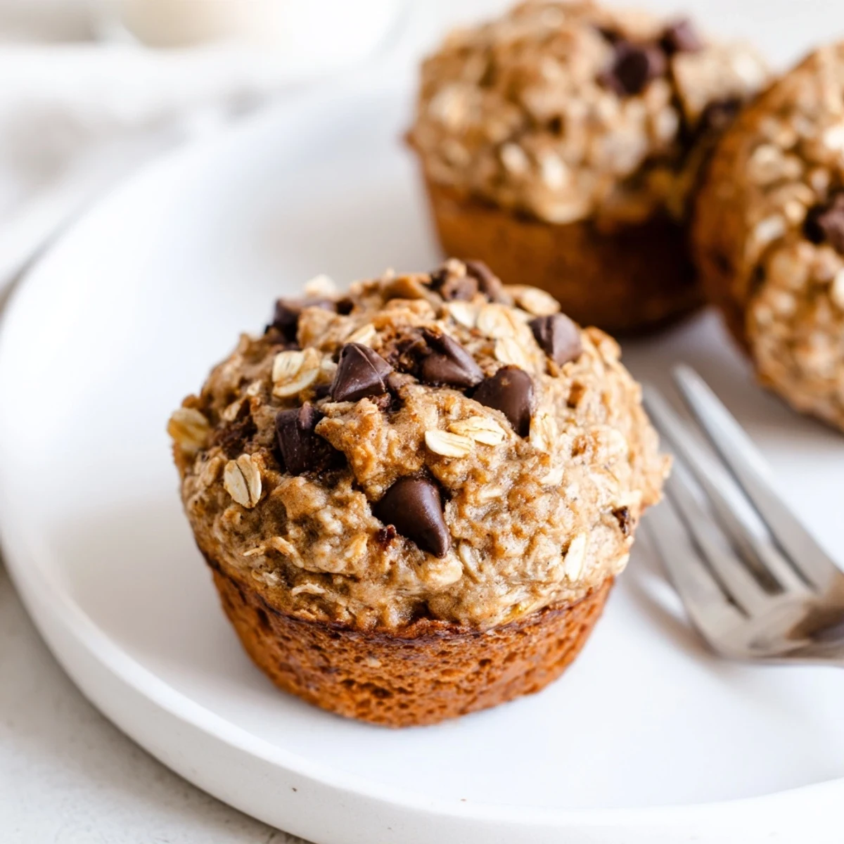 Hearty Peanut Butter Banana Oat Muffins topped with nuts, a delicious snack option.