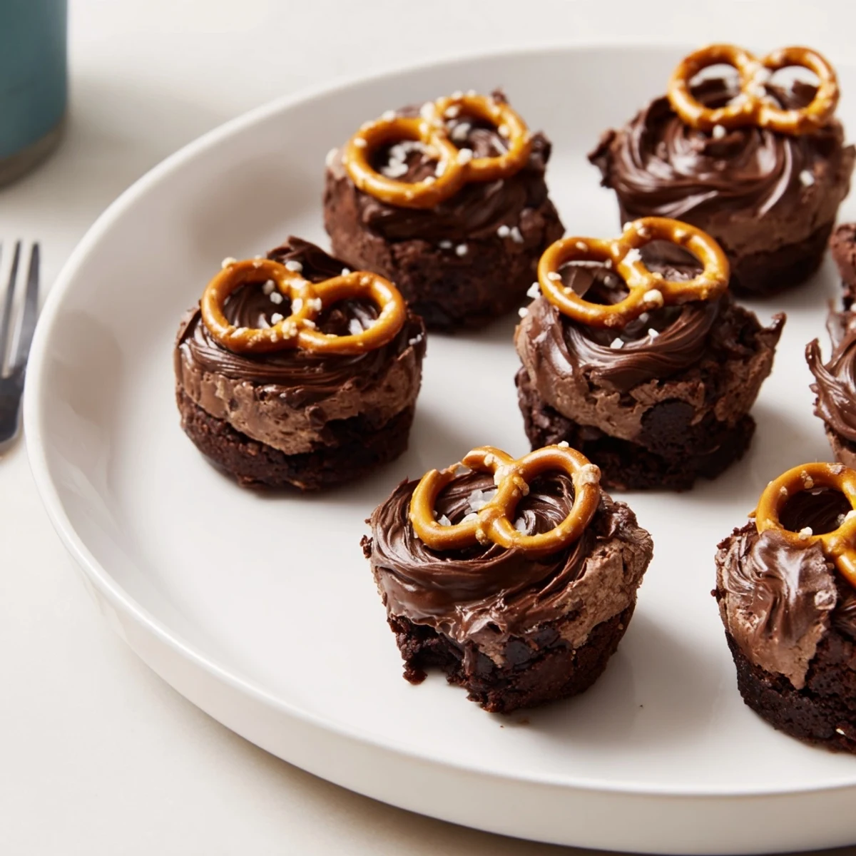 Decadent Nutella Pretzel Brownie Bites, warm and inviting, perfect for sharing or snacking.