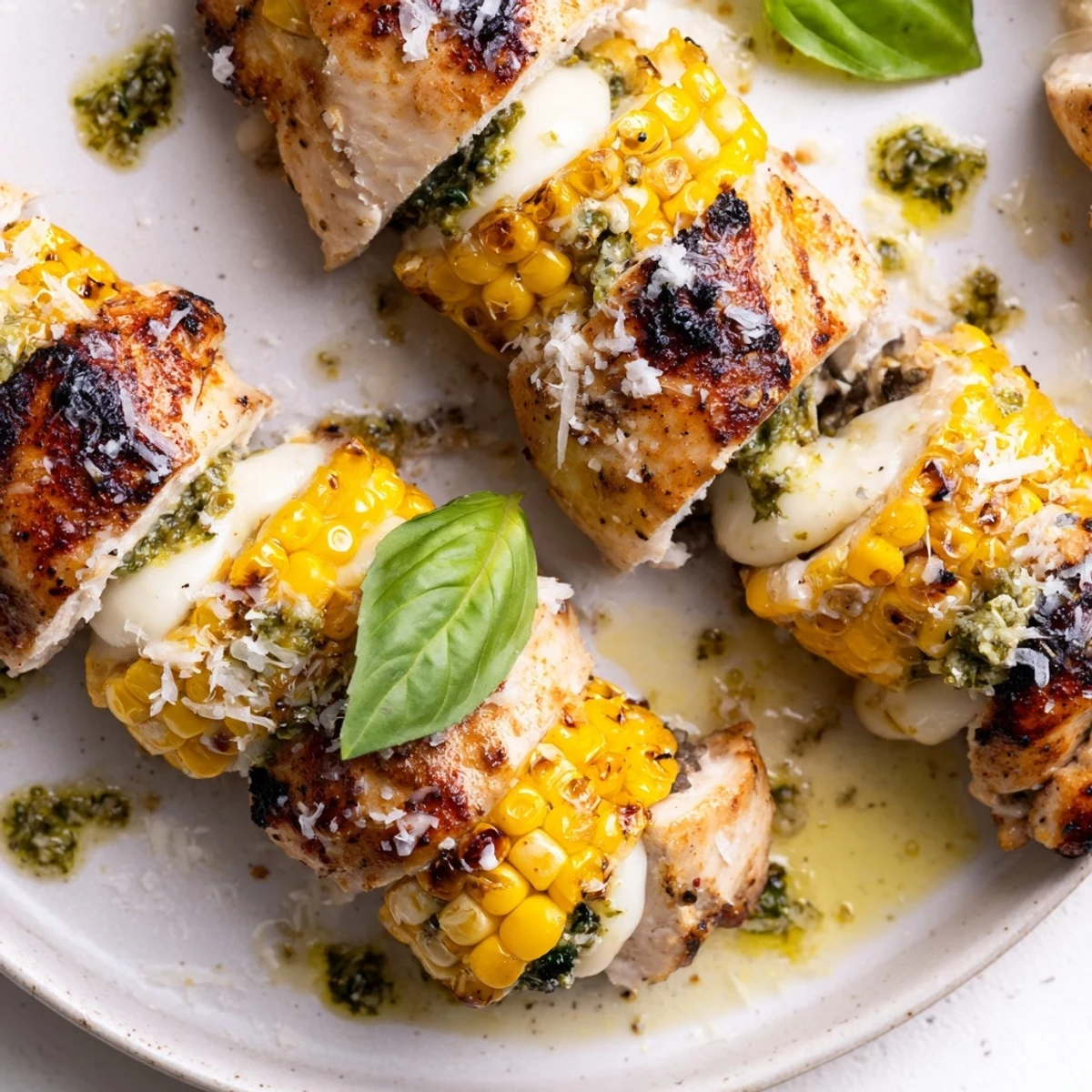 Deliciously filled chicken breasts bursting with sweet corn and creamy mozzarella.  