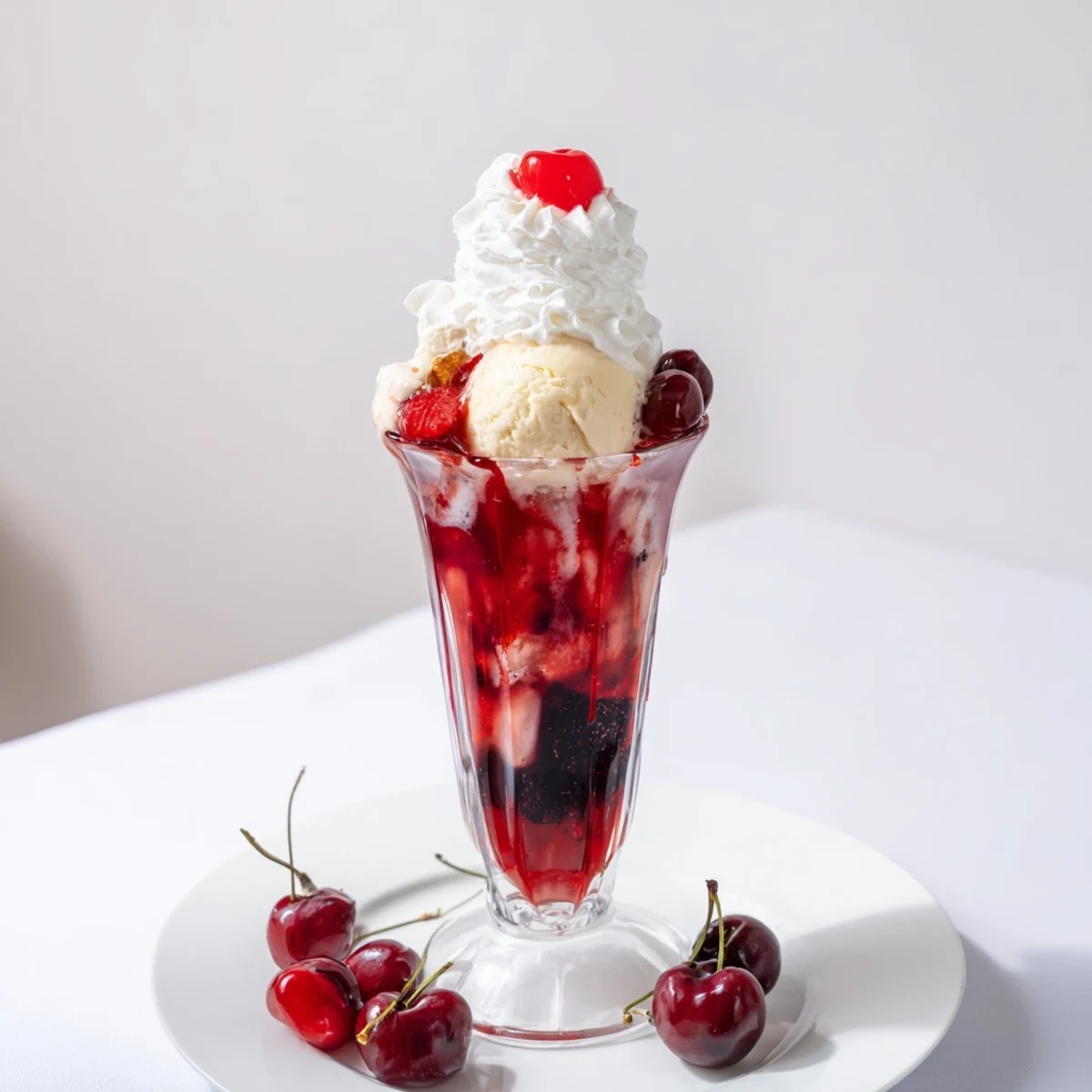 A close-up of a Homemade Fruit Soda Float, showcasing a beautiful cherry-coded aesthetic and garnishes.